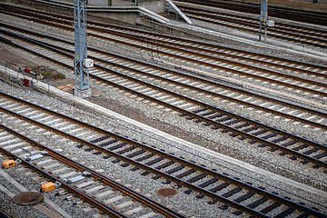 Image showing Cargo trains in old train depot