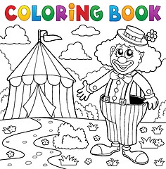 Image showing Coloring book clown near circus theme 5