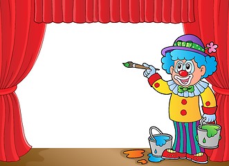 Image showing Clown with paints on stage