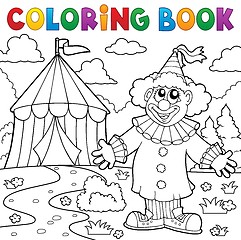 Image showing Coloring book clown near circus theme 6