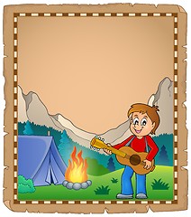 Image showing Parchment with boy guitarist in camp 2