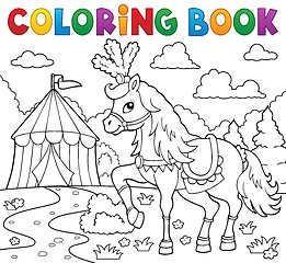 Image showing Coloring book horse near circus theme 1