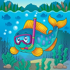 Image showing Fish snorkel diver theme image 4