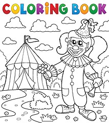 Image showing Coloring book clown near circus theme 7