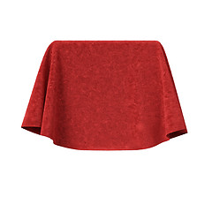 Image showing Box covered with red velvet fabric.