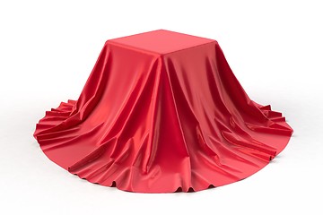 Image showing Box covered with red fabric.