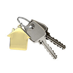 Image showing Keys with a house pendant. 