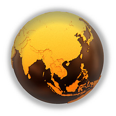 Image showing Southeast Asia on chocolate Earth