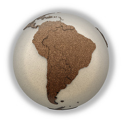 Image showing South America on light Earth