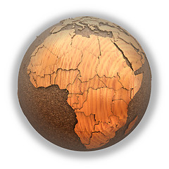 Image showing Africa on wooden planet Earth