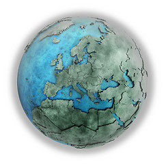 Image showing Europe on marble planet Earth