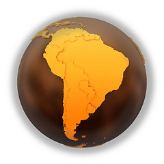 Image showing South America on chocolate Earth