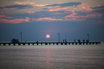 Image showing Beautiful sunset under pier