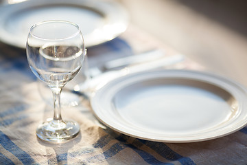 Image showing Two clean round empty plates made of porcelain