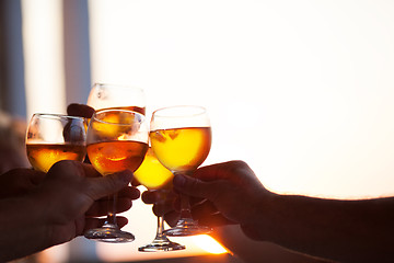 Image showing Group of people toasting at a celebration party