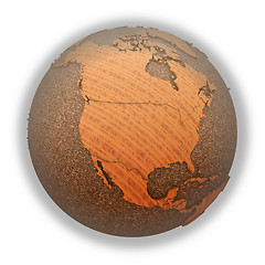 Image showing North America on wooden planet Earth