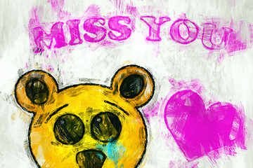 Image showing Sad bear MISS YOU