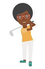 Image showing Golf player hitting the ball.