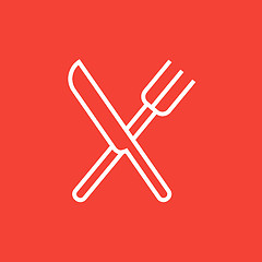 Image showing Knife and fork line icon.