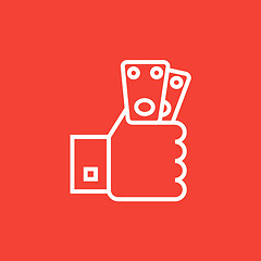 Image showing Hand holding money line icon.