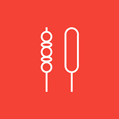 Image showing Shish kebab line icon.