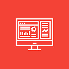 Image showing Monitor with business graphs line icon.