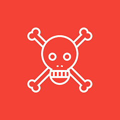 Image showing Skull and cross bones line icon.