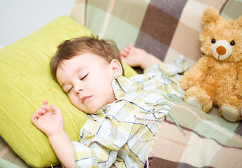 Image showing Cute little boy is sleeping