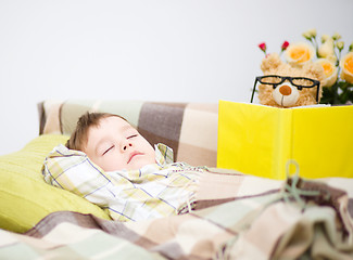 Image showing Cute little boy is sleeping