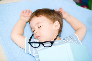 Image showing Cute little boy is sleeping