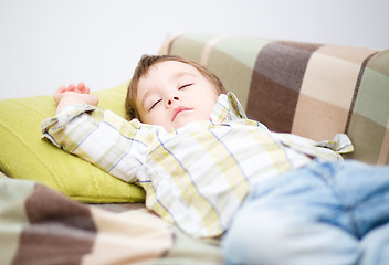 Image showing Cute little boy is sleeping