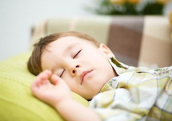 Image showing Cute little boy is sleeping