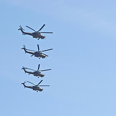 Image showing Demonstration flight of military helicopter