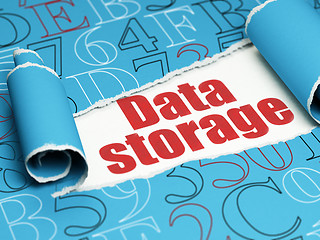 Image showing Data concept: red text Data Storage under the piece of  torn paper