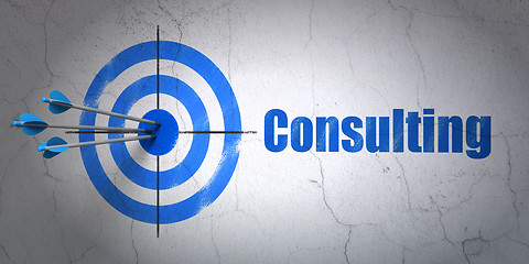 Image showing Finance concept: target and Consulting on wall background