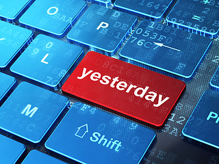 Image showing Time concept: Yesterday on computer keyboard background