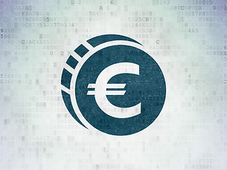 Image showing Banking concept: Euro Coin on Digital Data Paper background