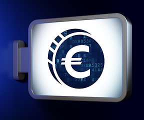 Image showing Banking concept: Euro Coin on billboard background