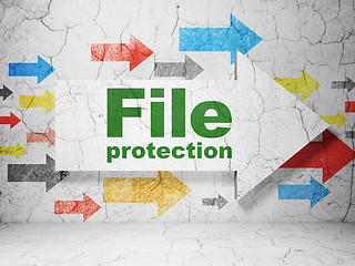 Image showing Security concept: arrow with File Protection on grunge wall background