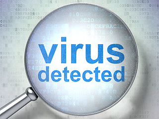 Image showing Safety concept: Virus Detected with optical glass