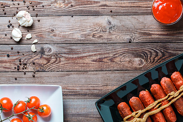 Image showing Sausage roasted on the grill.