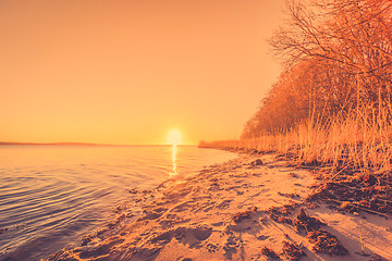 Image showing Beach in the sunrise