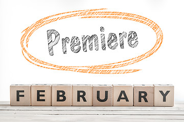 Image showing February premiere sign made of wood