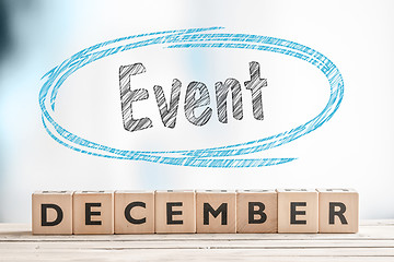 Image showing December event sign on a stage