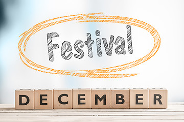 Image showing December festival sign on a stage