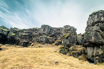 Image showing Amazing cliffs in Thingvellir national park