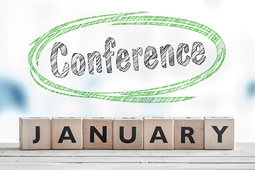 Image showing January conference sign on a table