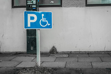 Image showing Handicap parking sign on a street