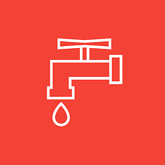Image showing Faucet with water drop line icon.