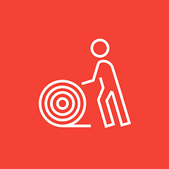 Image showing Man with wire spool line icon.